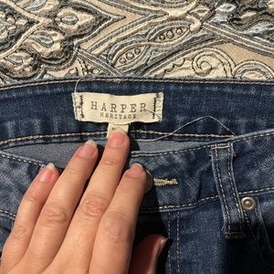 Harper Size 27 Jeans Embroidery White Flowers